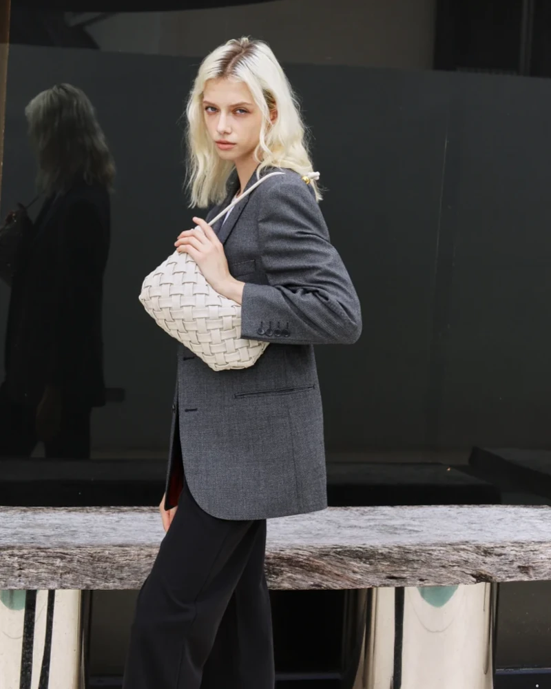 torebka pleat shoulder beige